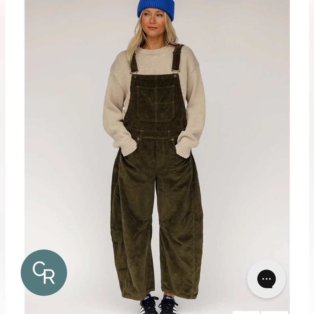 Free People We The Free Good Luck Cord Barrel Overalls